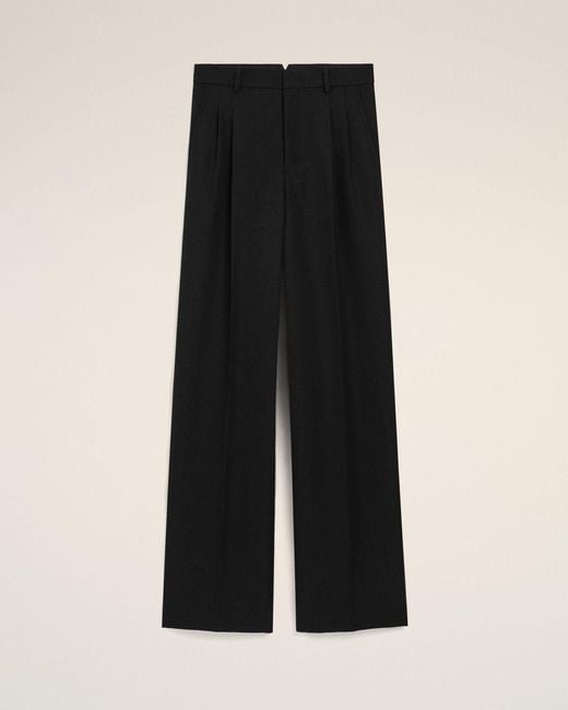 AMI Black Wool Straight Trousers for men