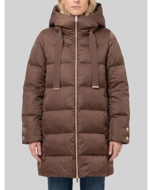 Herno Brown A-Line Midi Down Jacket