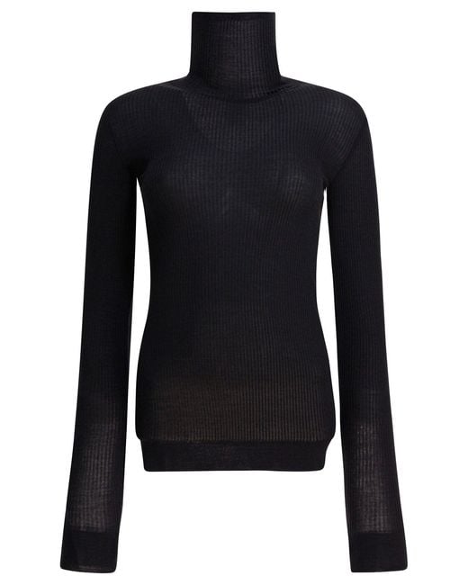 Lemaire Blue Ribbed Turtleneck