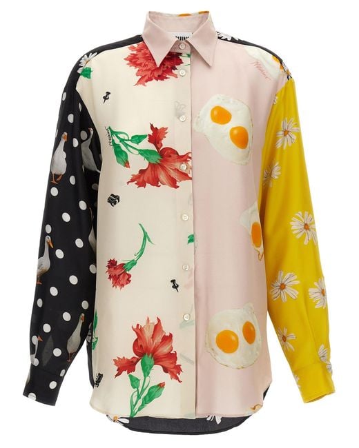 Moschino Multicolor Patchwork Silk Twill Shirt