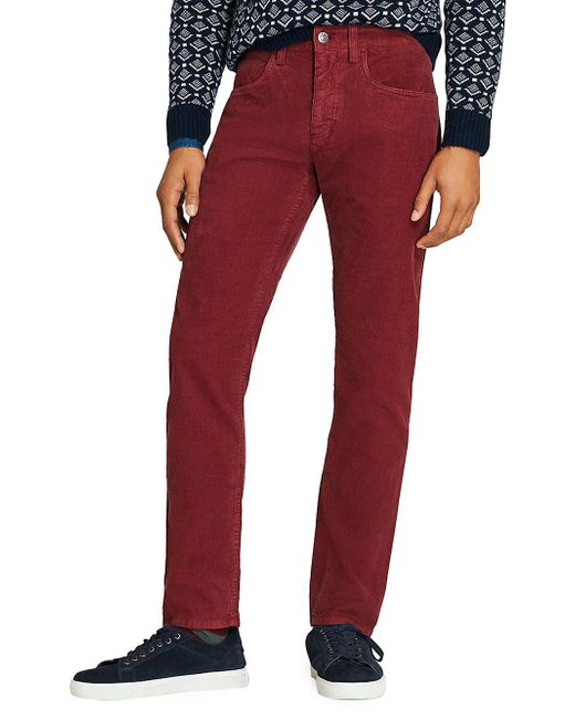 Brooks Brothers Red Fleece Cotton Classic Slim Fit Pants In Red