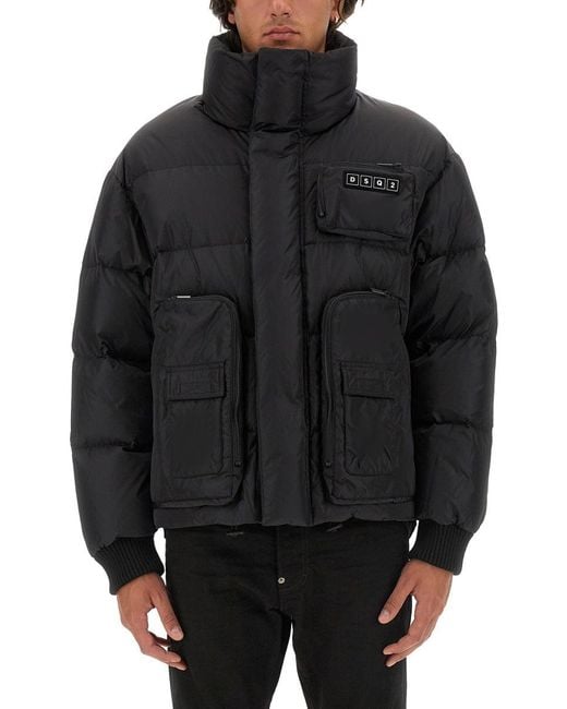 DSquared² Black Down Jacket With Logo for men