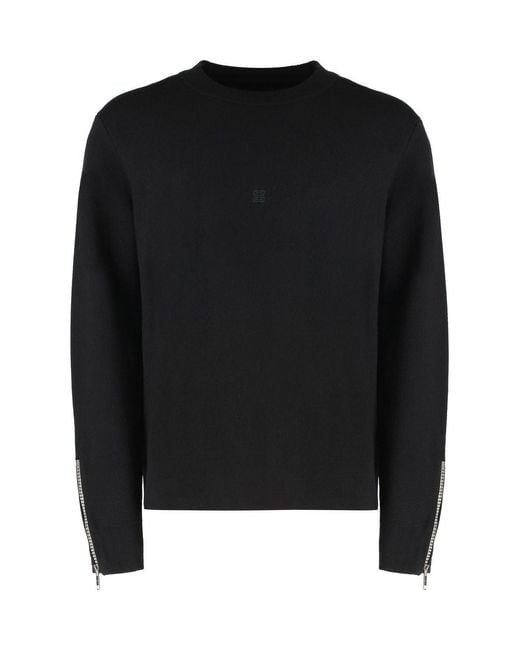 Givenchy Black Zip-Cuff Wool Sweater for men