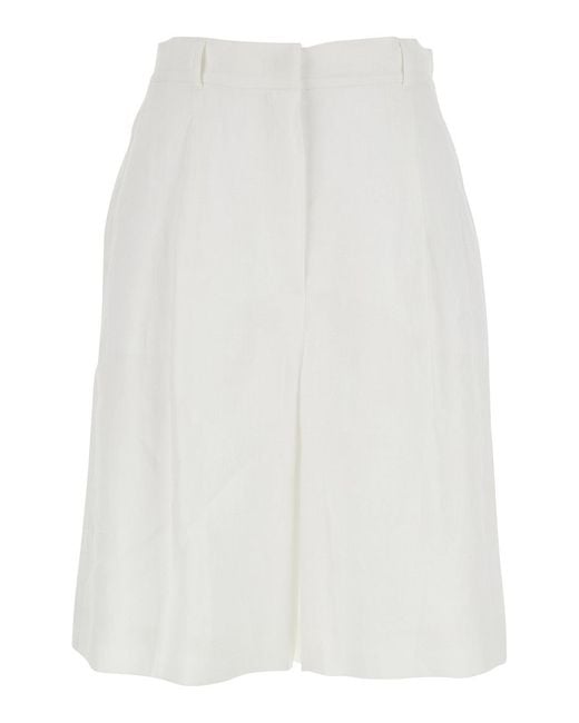Max Mara White Bermuda Shorts Linen