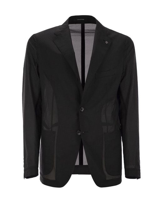 Tagliatore Black Lightweight Technical Fabric Jacket for men