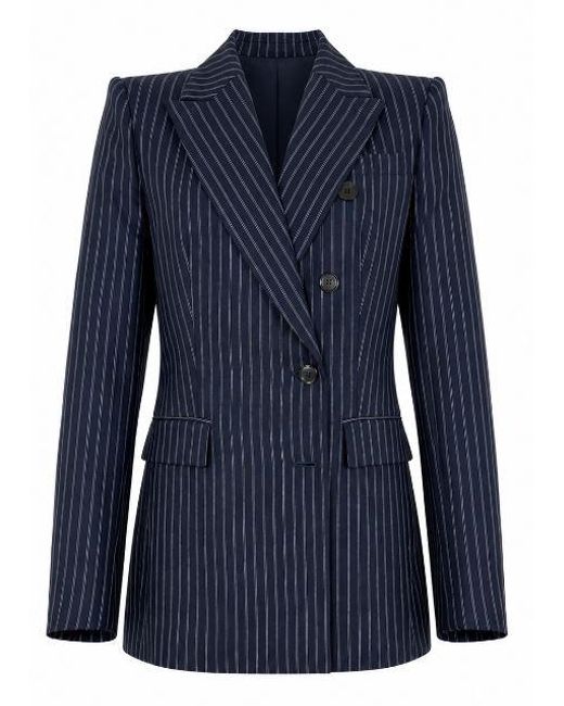 Pinko Blue Pinstripe Double Breasted Jacket