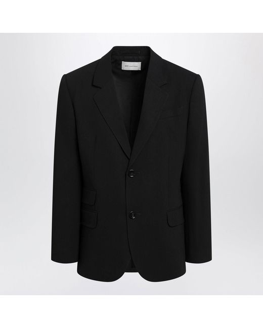 AMI Black Straight Wool Blazer for men