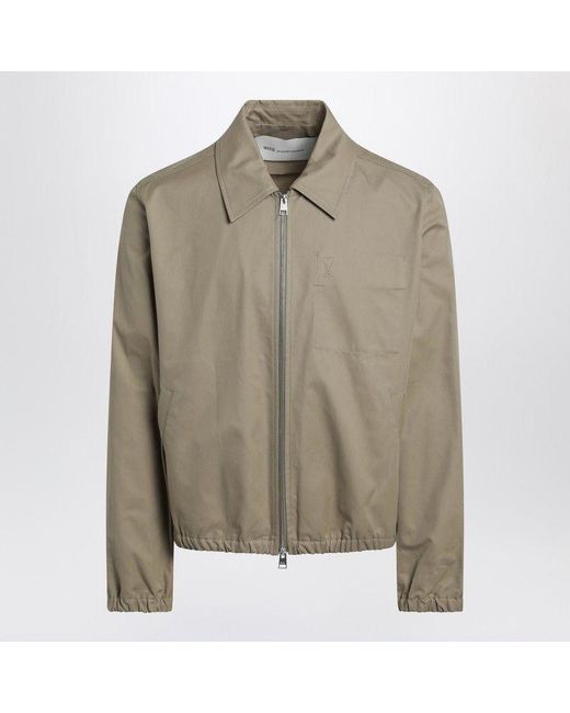AMI Green De Coeur Zip-Up Jacket for men