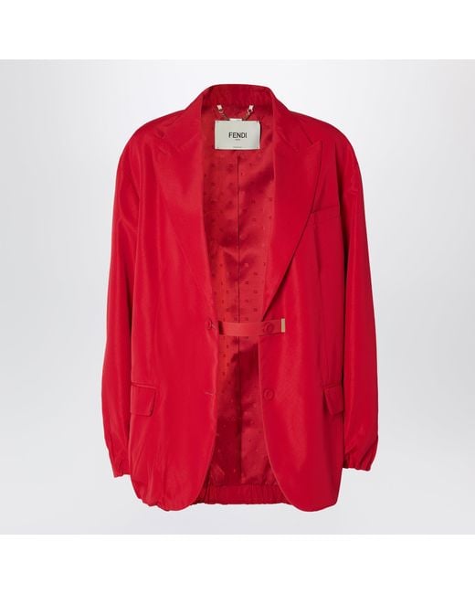 Fendi Red Technical Viscose Jacket
