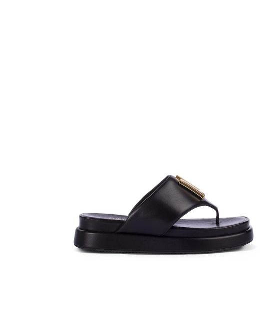 Loriblu Logo Black Nappa Leather Toe-post Sandals - Lyst
