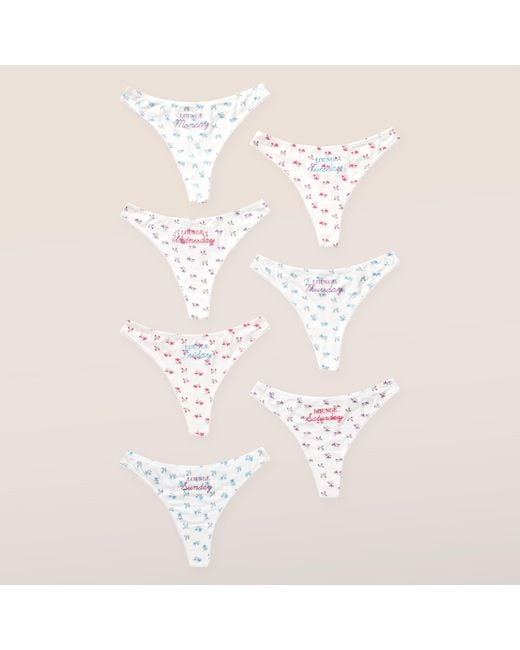 Lounge White Days Of The Week Thong (7 Pack)