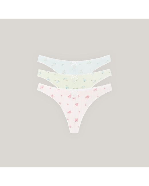 Lounge White Pointelle Thongs (3-Pack)