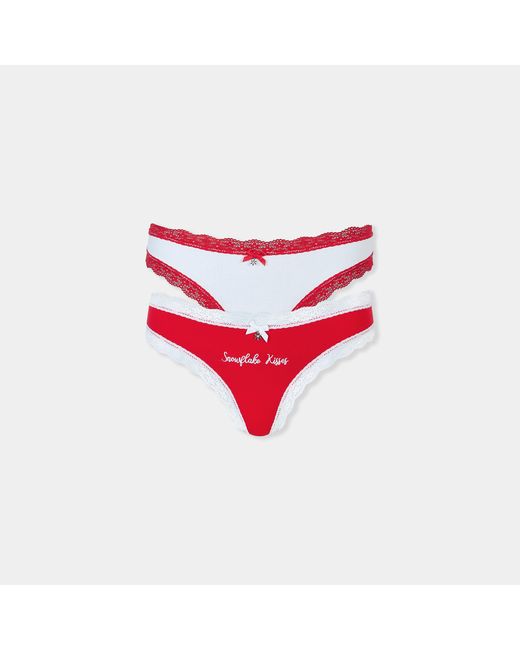 Lot De Strings Flocon De Neige (Pack De 2) Lounge en coloris Red