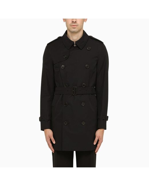 Burberry Midnight Blue Double Breasted Cotton Trench Coat in Black for Men  | Lyst UK