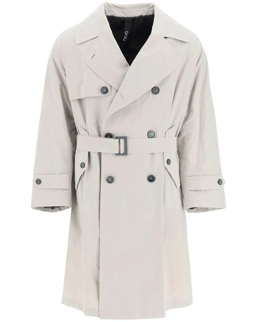 Hevò Waterproof Trench Coat Grey Cotton,technical in Natural for Men Lyst