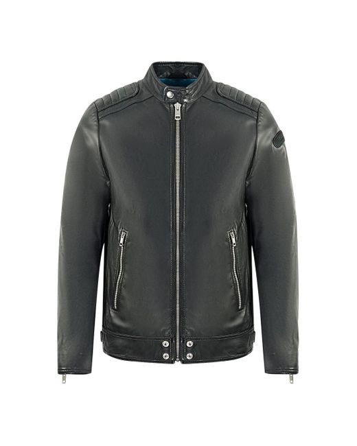 snorkel Uitpakken Beven DIESEL L-shiro-wh Biker Black Leather Jacket in Gray for Men | Lyst