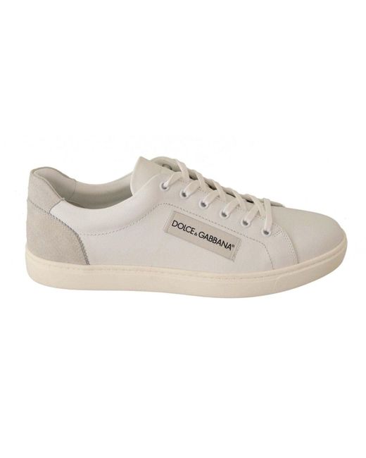 Dolce \u0026 Gabbana White Leather Suede Low 