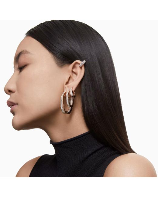 Buy Swarovski Exist hoop earrings Medium White Rose goldtone plated