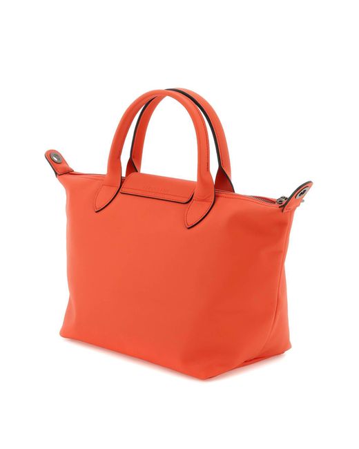 Longchamp Le Pliage Cuir Small Handbag in Orange | Lyst