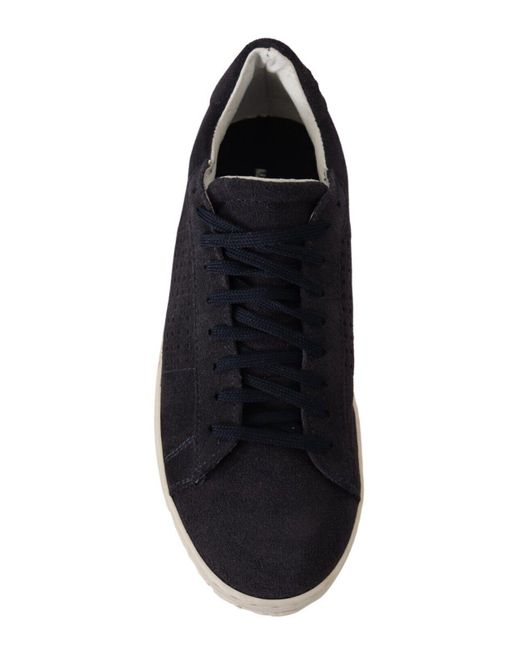 LA SCARPA ITALIANA Black Suede Perforated Lace Up Sneakers Shoes for Men |  Lyst