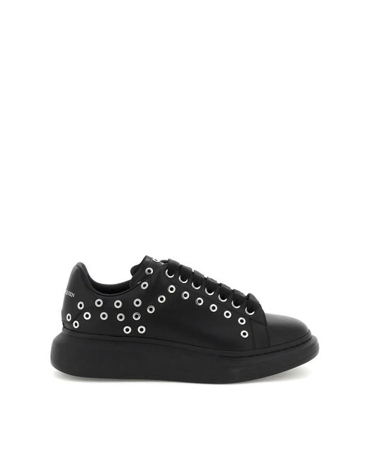 Alexander McQueen Leather Grommet Sneakers in Black for Men | Lyst