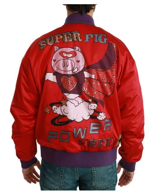 Dolce & Gabbana Year Of The Pig Bomber Jacket in Red for Men | Lyst