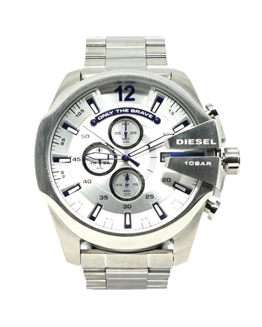 DIESEL Dz4477 Mega Chief Silver Watch in Metallic for Men | Lyst