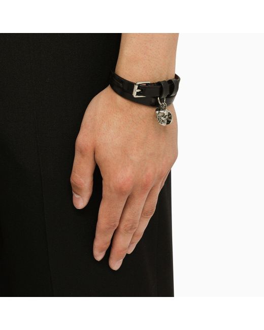 Alexander mcqueen skull leather cheap bracelet