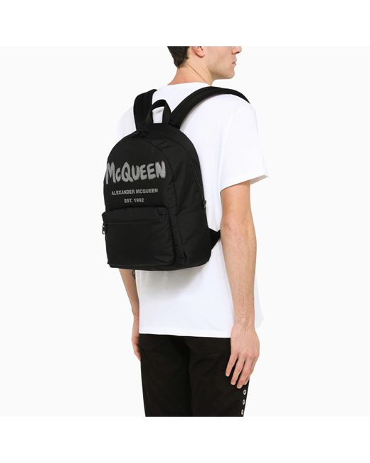 Alexander McQueen Alexander Mc Queen Black Cotton Logoed Backpack for Men |  Lyst