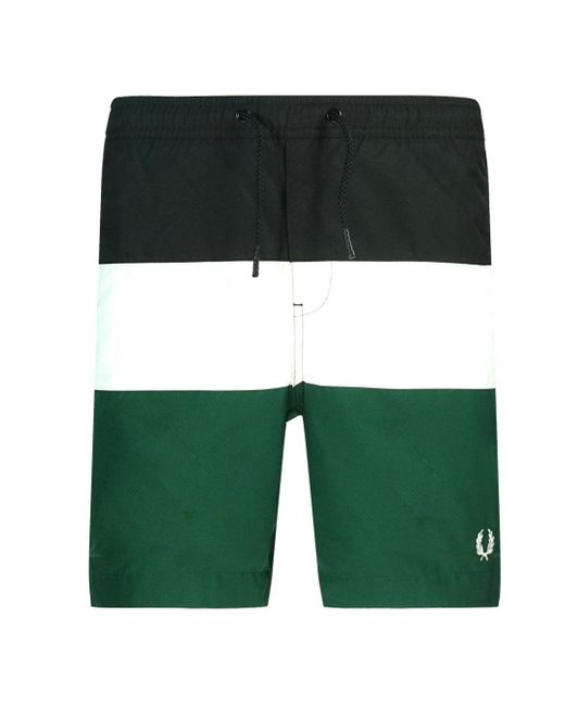 Fred Perry Colour Block S8510 426 Green Swim Shorts for Men | Lyst
