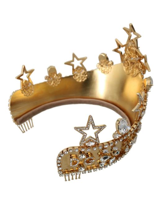 Traditie de elite Oneerlijkheid Dolce & Gabbana Gold Crystal Star Strass Crown Logo Diadem Tiara in  Metallic | Lyst