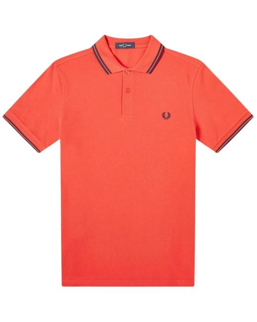 Fred Perry Twin Tipped Collar M3600 A68 Red Polo Shirt for Men | Lyst