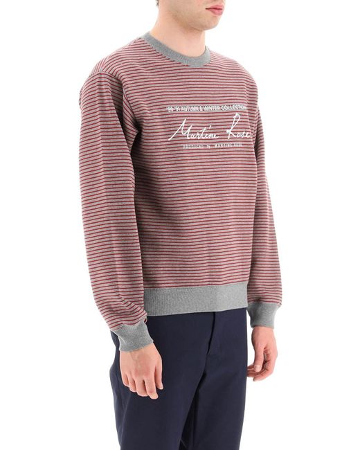Martine Rose Striped Crewneck Sweatshirt Featuring Logo Print in Pink for  Men | Lyst UK
