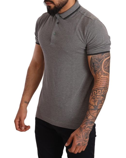 Dolce & Gabbana Dolce Gabbana Cotton Short Sleeve Polo T-shirt in Grey for  Men | Lyst UK