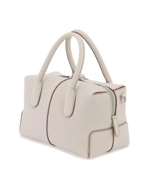 Tod's Grained Leather Bowling Bag in Natural Lyst