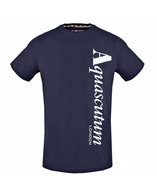 Aquascutum Vertical Logo Navy Blue T-shirt for Men | Lyst