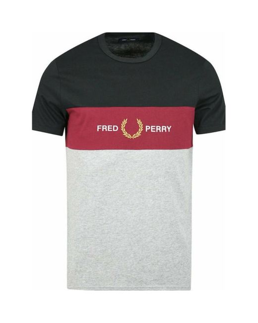 Fred Perry M8530 420 Panel Embroided Grey T-shirt for Men | Lyst