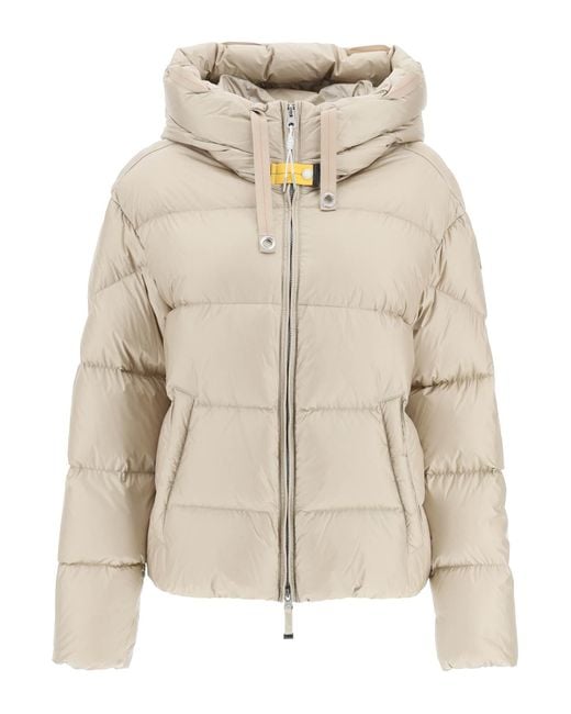 Parajumpers Tilly Hooded Short Down Jacket in Natural | Lyst