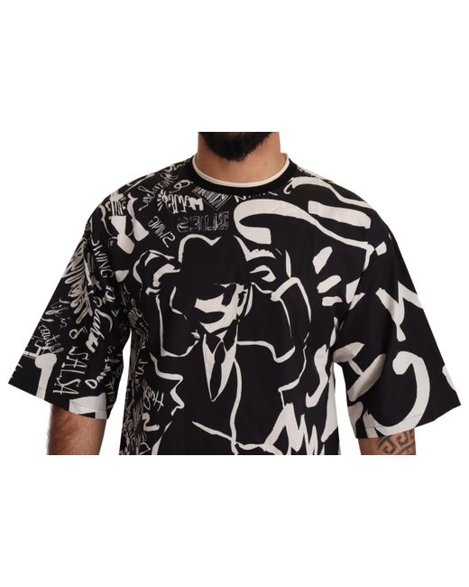 Dolce & Gabbana Black White Jazz Print Cotton T-shirt for Men | Lyst