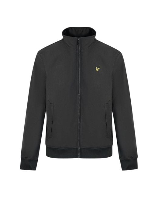 Lyle & Scott Fleece Lined Funnel Neck Jet Black Jacket for Men | Lyst