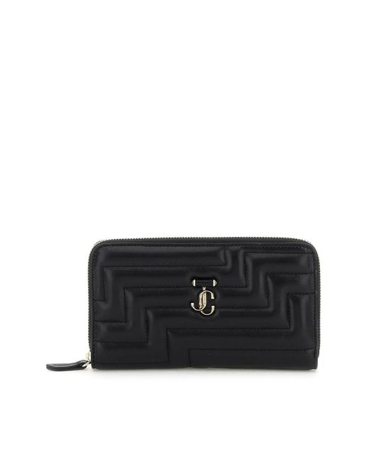 Jimmy Choo Zip Around Quilted Nappa Wallet in Black | Lyst