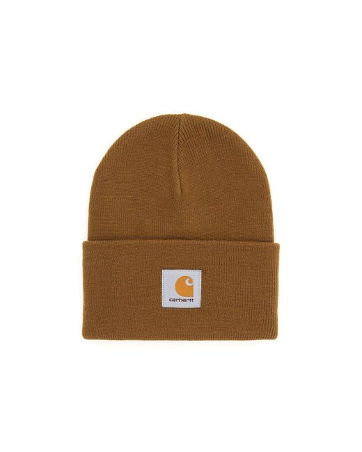 Carhartt WIP Beanie Hat With Logo Patch in Natural for Men | Lyst