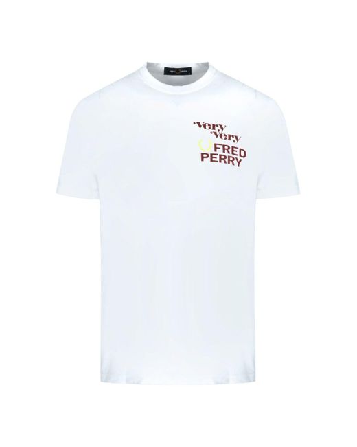 Fred Perry Very Very Logo White T-shirt for Men | Lyst