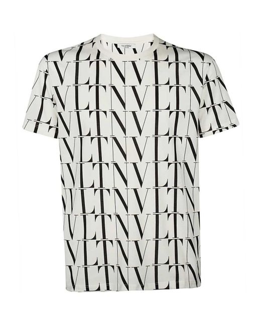 Valentino Allover Vltn Print White T-shirt in Black for Men | Lyst