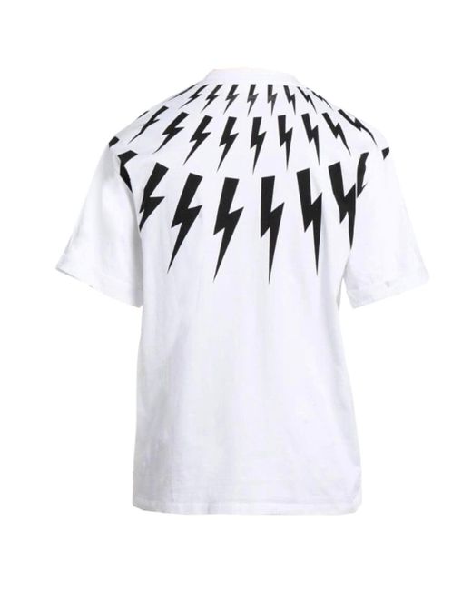 Neil Barrett Fair Isle Thunderbolt Oversize White T-shirt for Men | Lyst