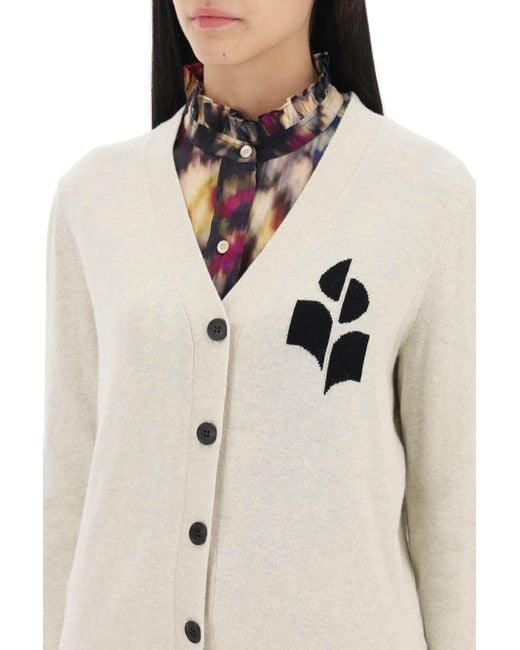 ISABEL MARANT ÉTOILE intarsia-logo V-neck cardigan - Blue