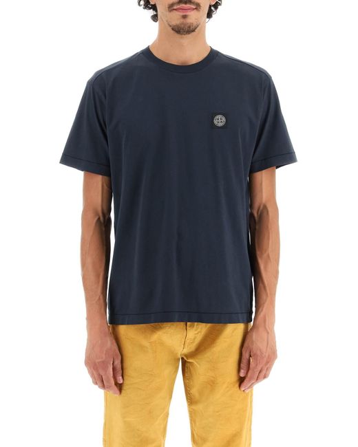 Stone Island T-shirt With Logo Patch in Blue for Men | Lyst