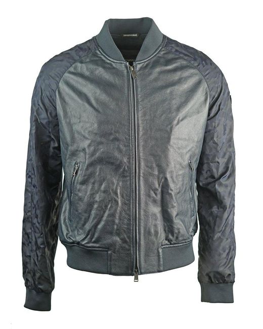 Armani Jeans Emporio Armani 3z1bm6 1lbaz 0999 Leather Jacket in Gray for  Men | Lyst