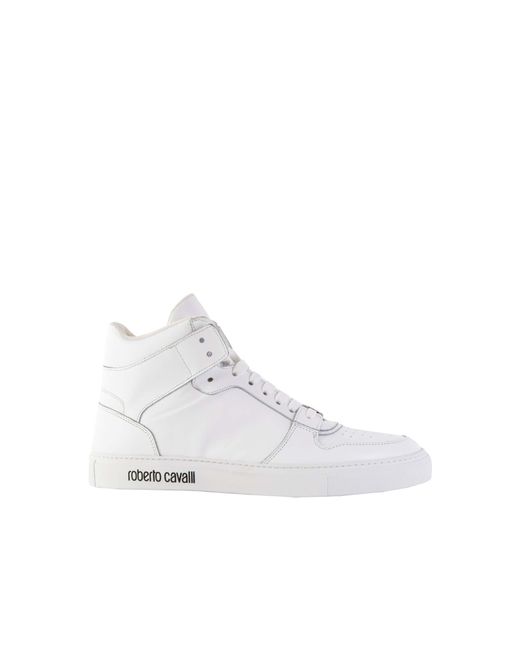 Roberto Cavalli Logo Embossed Hi-top Sneakers in White for Men | Lyst