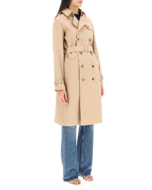A.P.C. 'greta' Double-breasted Cotton Trench Coat in Natural | Lyst